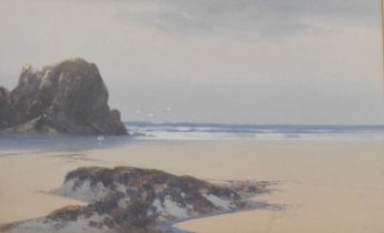 Frederick John Widgery (1861-1942) - Watercolour - Cornish Beach with Rocks