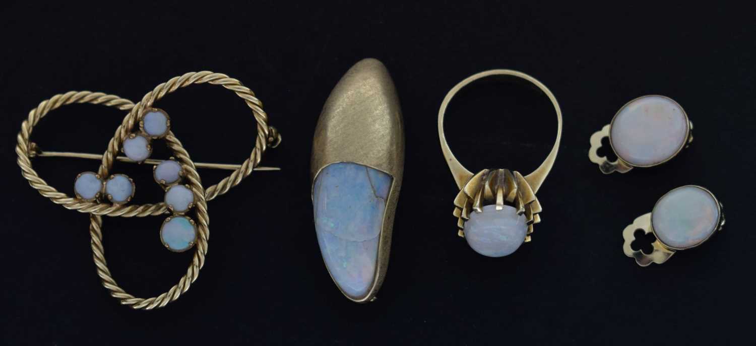 Small group of modernist opal jewellery