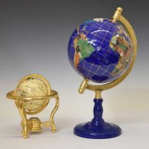 Two modern lapis terrestrial globes