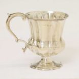 George IV silver Christening mug with fluted bowl and scroll handle