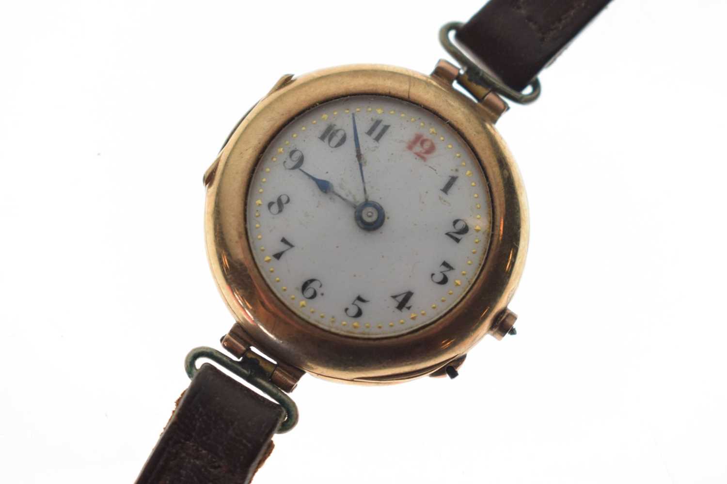 Early 20th century 9ct gold cased wristwatch - Image 3 of 9