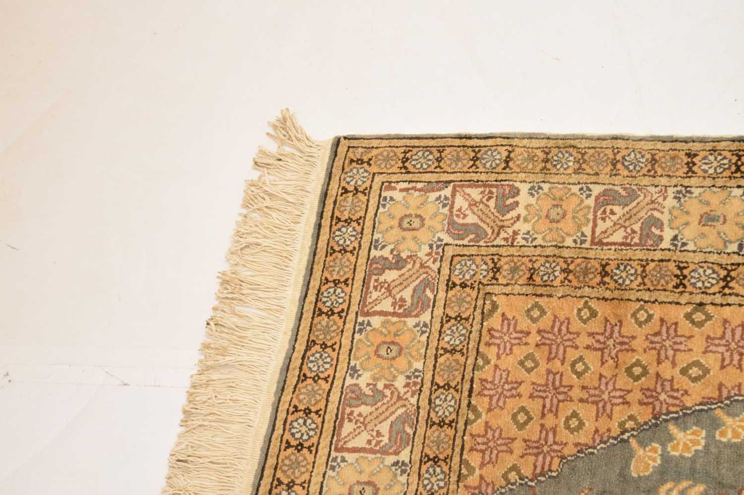 Small Middle Eastern blue and yellow ground prayer rug - Image 5 of 8