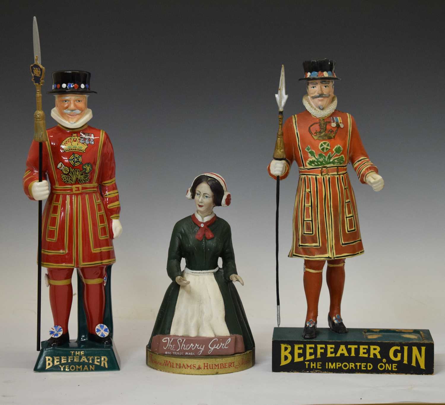 Beefeater Gin advertising display stand, Carlton Ware Beefeater and Sherry Girl