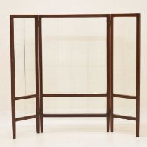 Early 20th century mahogany inlaid three folding glass screen