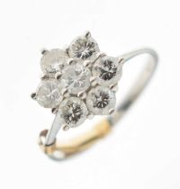 18ct white gold seven-stone diamond daisy cluster ring