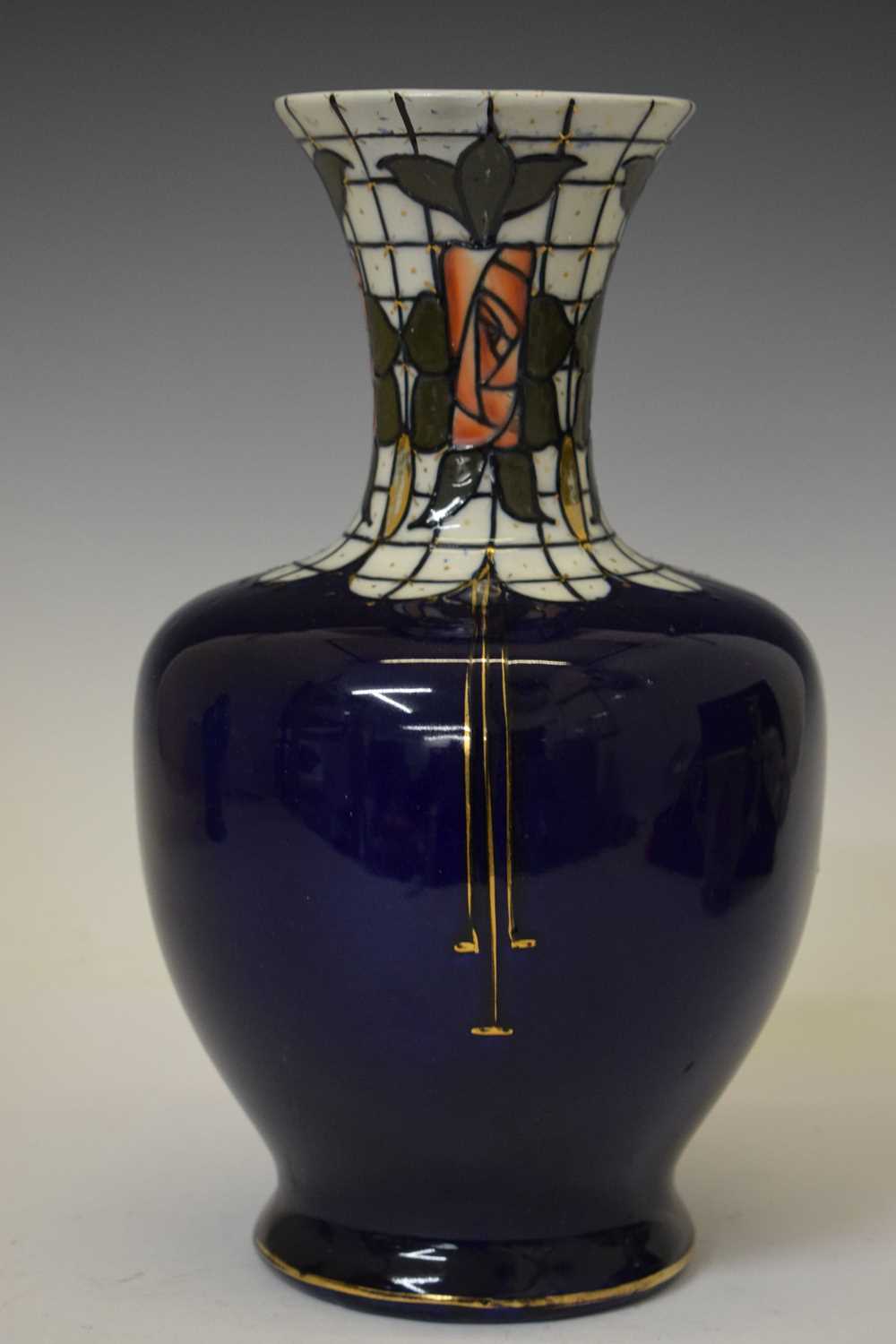 Frederick Rhead 'Trellis' pattern dark blue ground vase - Image 10 of 20