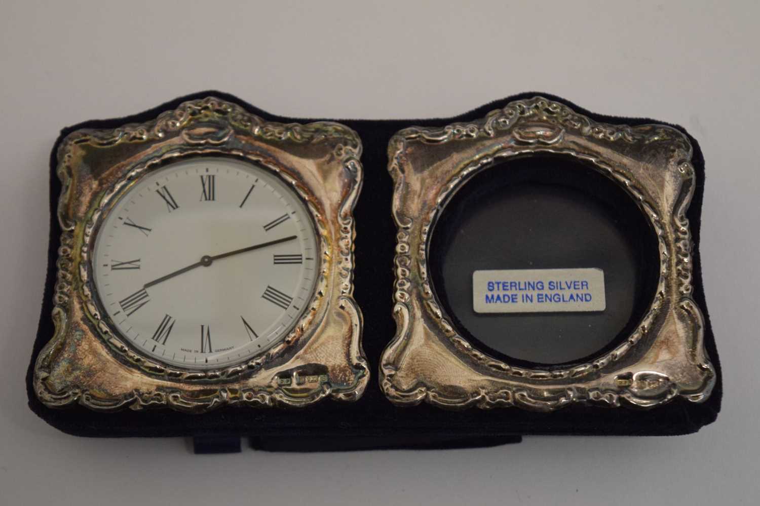 Set of eight German cake forks, an Elizabeth II silver mounted desk clock and photograph frame, etc - Image 3 of 7