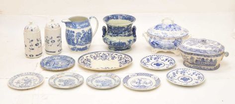 Collection of 19th century and later blue and white ceramics