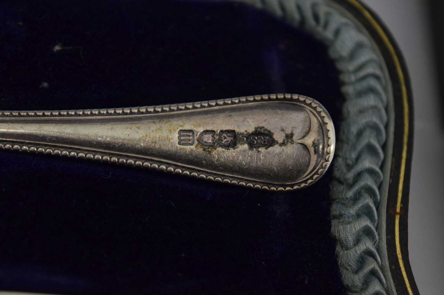 Pair of 18th century silver sugar nips, two cased silver Christening sets, etc - Image 8 of 12