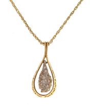 18ct gold diamond set teardrop pendant