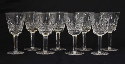 Waterford - Four boxed pairs of Lismore pattern crystal cut wine glasses