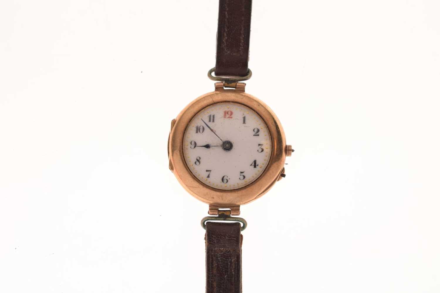 Early 20th century 9ct gold cased wristwatch - Image 9 of 9