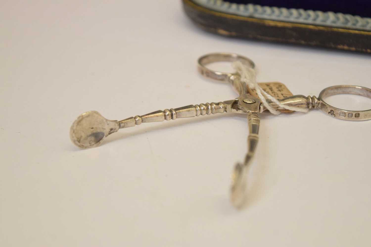 Pair of 18th century silver sugar nips, two cased silver Christening sets, etc - Image 10 of 12