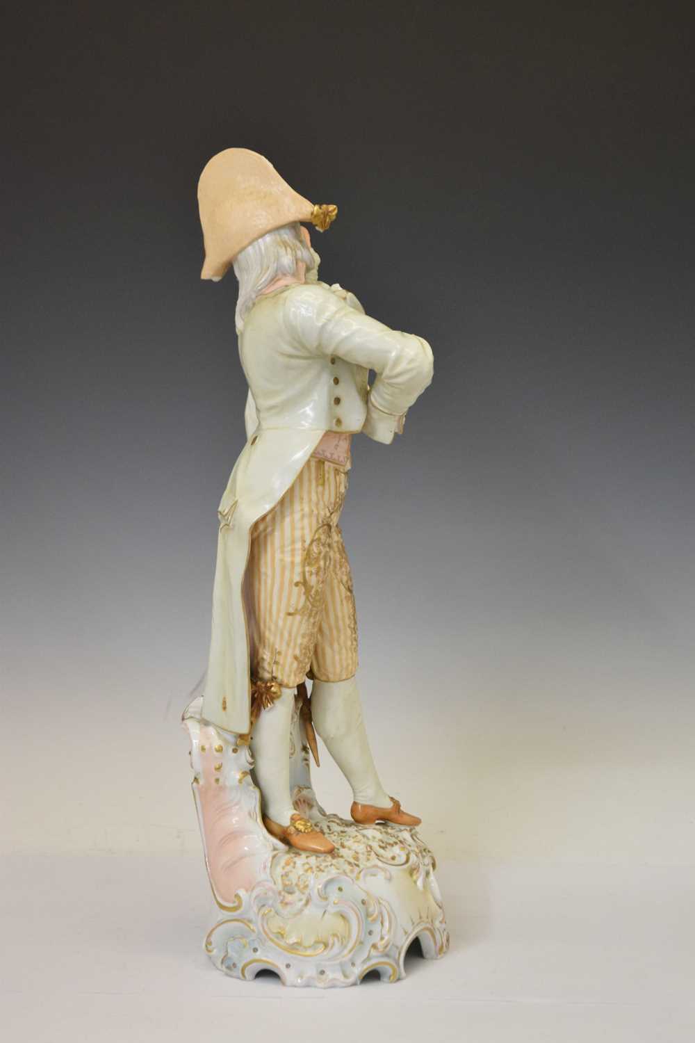 Large pair of early Continental porcelain figures of a courting couple - Image 8 of 10