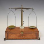 Early 20th century set of mahogany and brass scales and weights