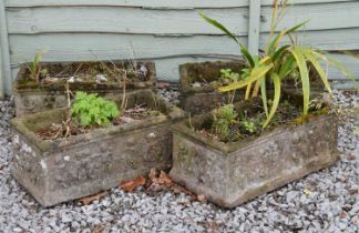 Set of four small rectangular garden planters