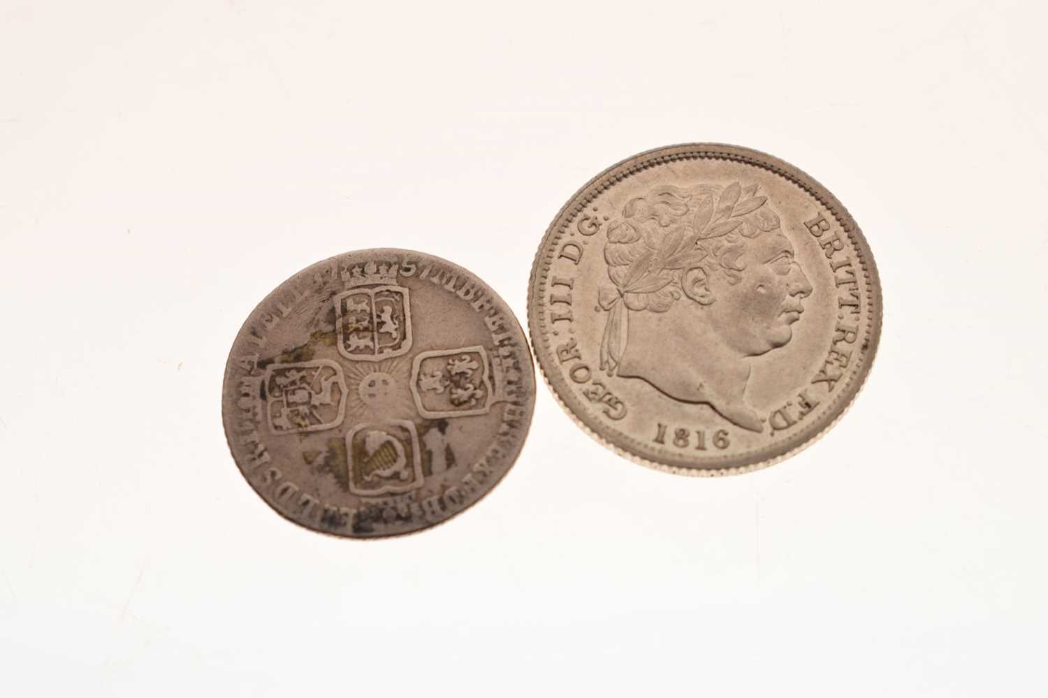 Four Georgian milled coins, George II and George III - Image 5 of 8