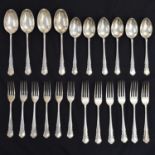 Quantity of Chippendale pattern silver flatware
