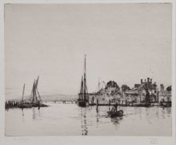 Harold Wyllie (1880-1973) - Etching - Yarmouth Harbour, Isle of Wight