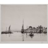 Harold Wyllie (1880-1973) - Etching - Yarmouth Harbour, Isle of Wight