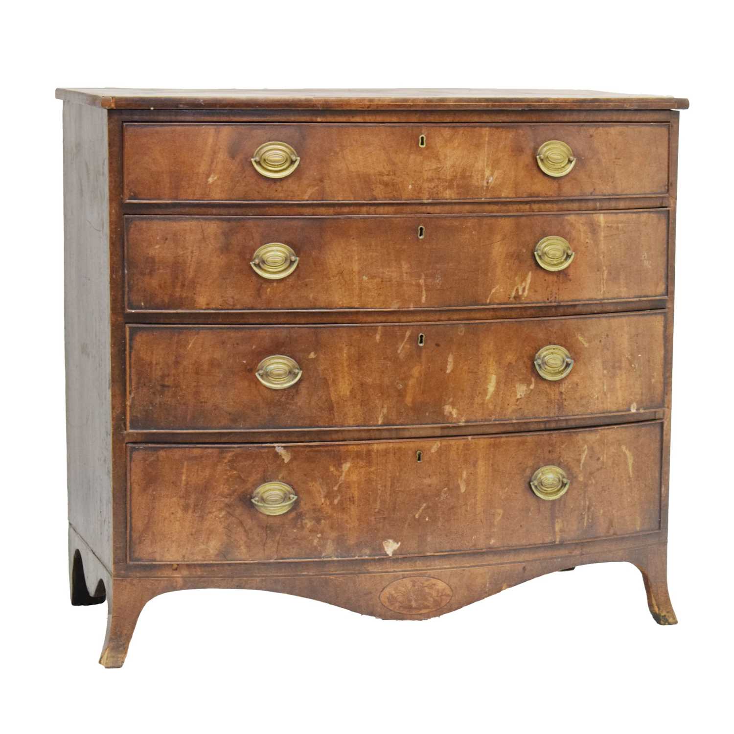 Early 19th century mahogany bowfront chest of four long drawers