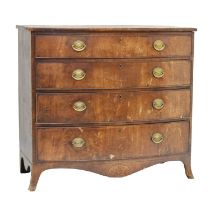 Early 19th century mahogany bowfront chest of four long drawers