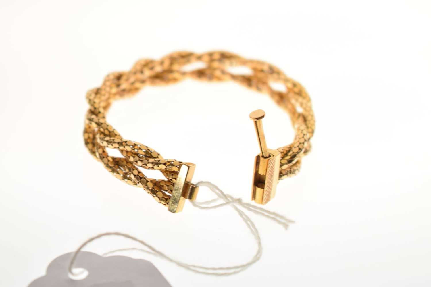 Yellow metal plaited mesh link bracelet - Image 5 of 7