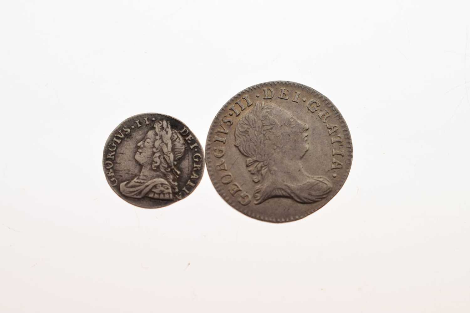 Four Georgian milled coins, George II and George III - Image 3 of 8