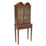 Reproduction mahogany double-domed cabinet on stand
