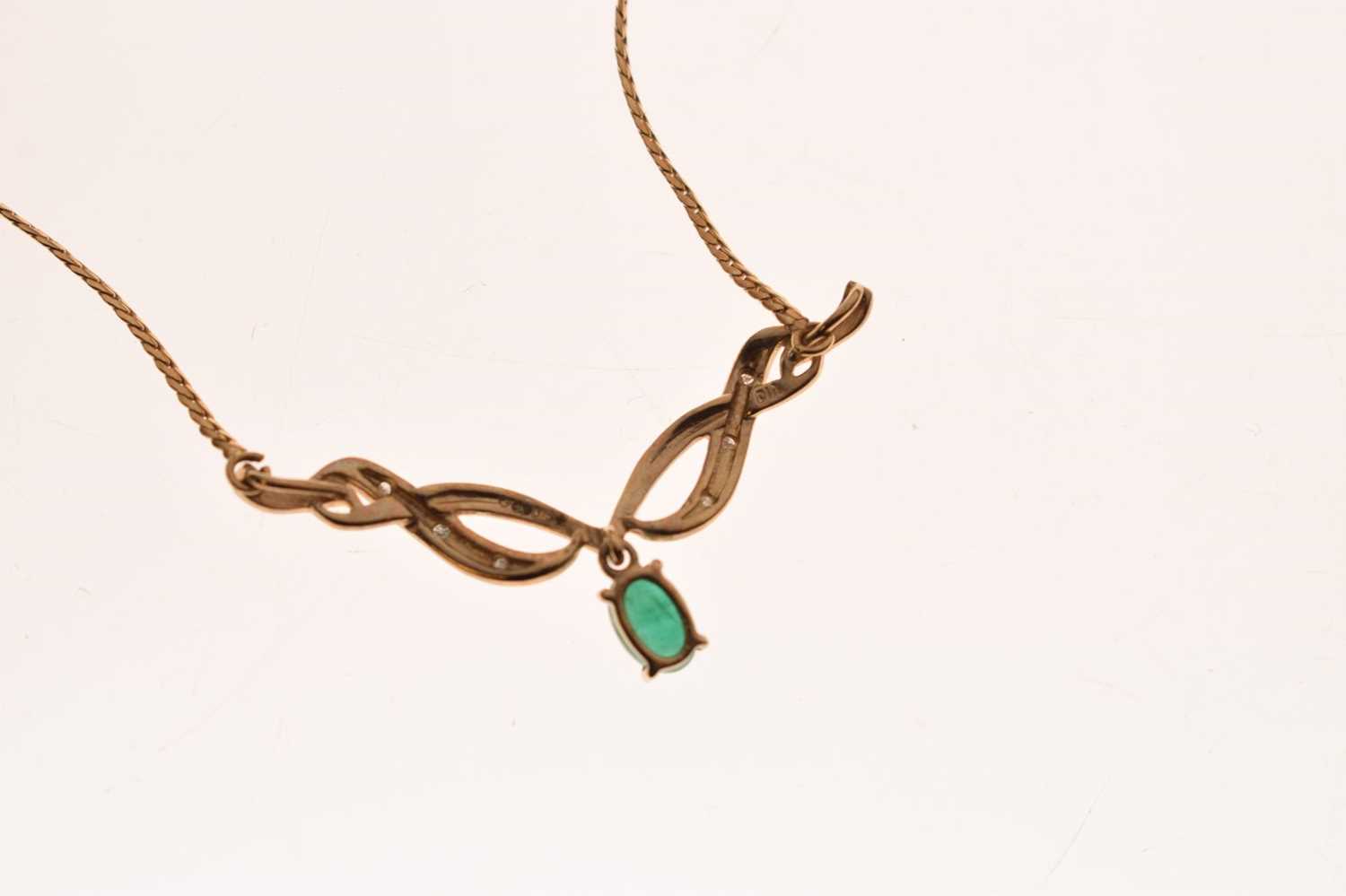 9ct gold, emerald and diamond pendant - Image 4 of 6
