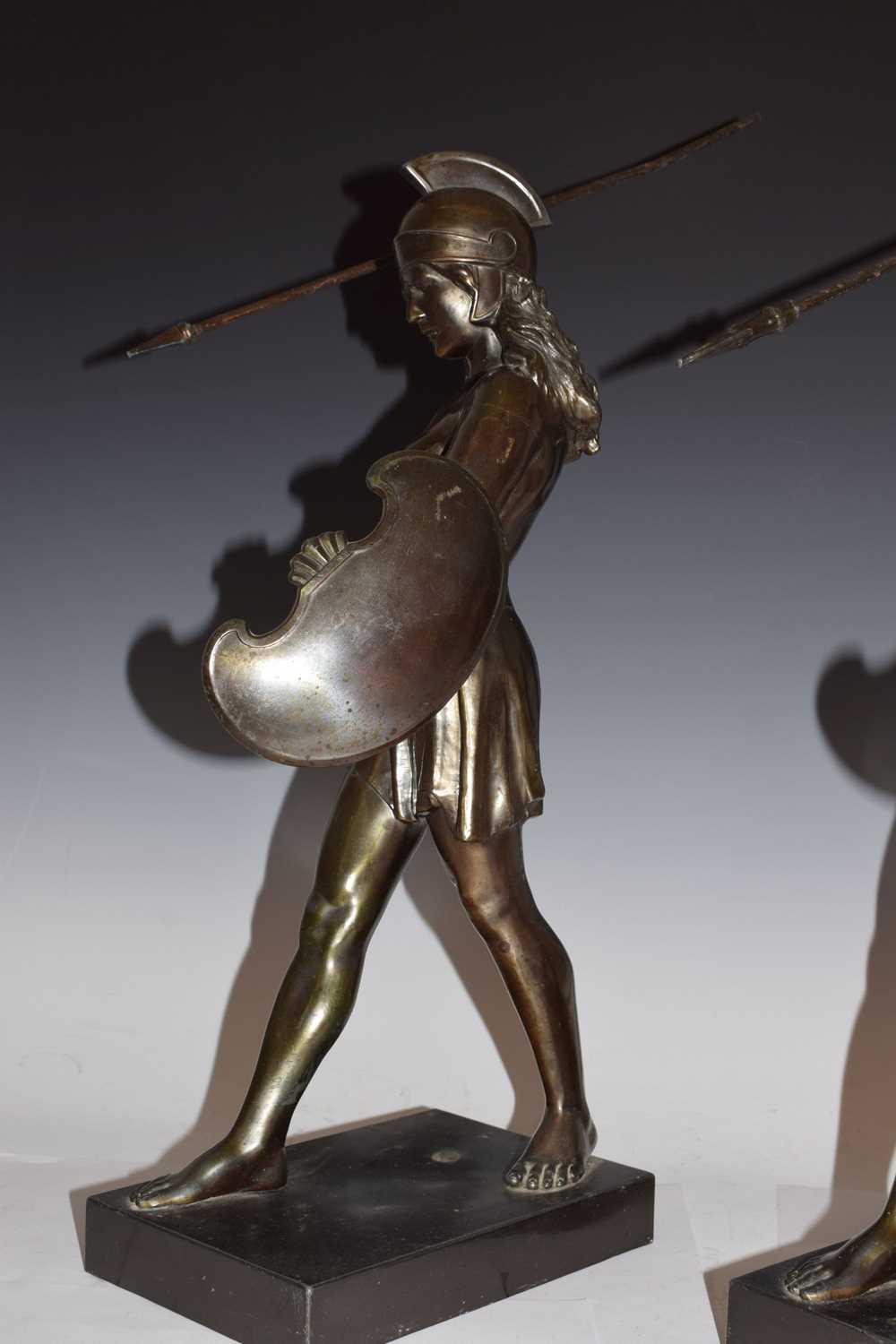 Two early 20th century bronzed spelter figures of female warriors - Image 4 of 14