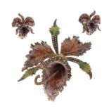 Circa 1930s enamel and marcasite orchid brooch