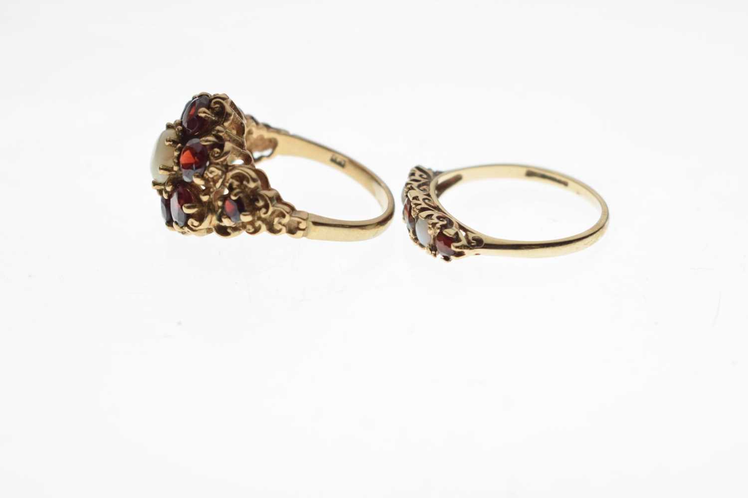 Two 9ct gold, garnet and opal dress rings - Image 3 of 7