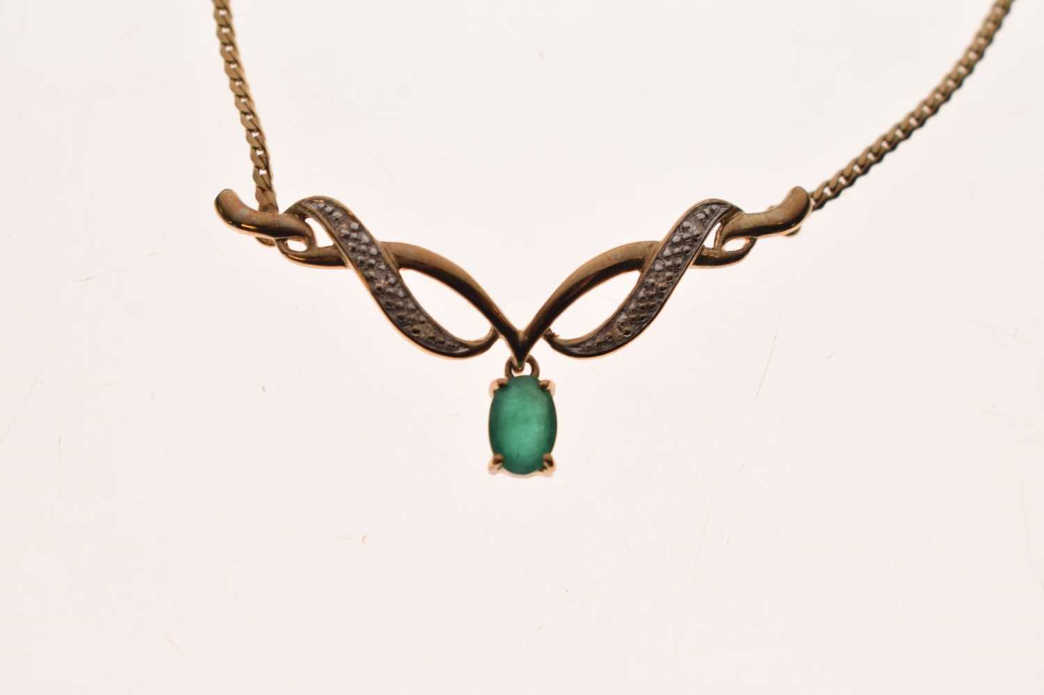 9ct gold, emerald and diamond pendant - Image 3 of 6