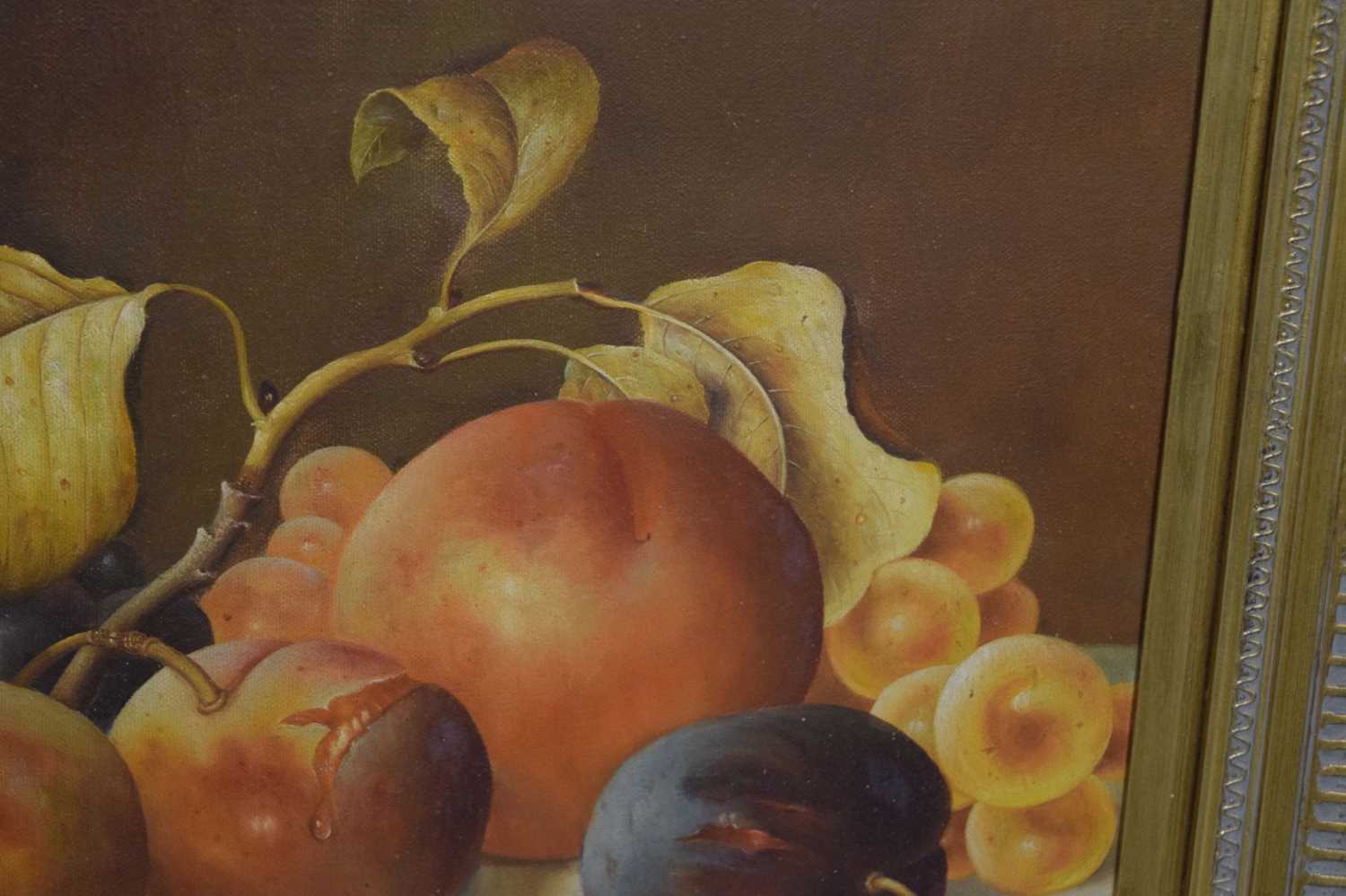 20th century British school - Oil on canvas - Still life with fruit - Image 5 of 8