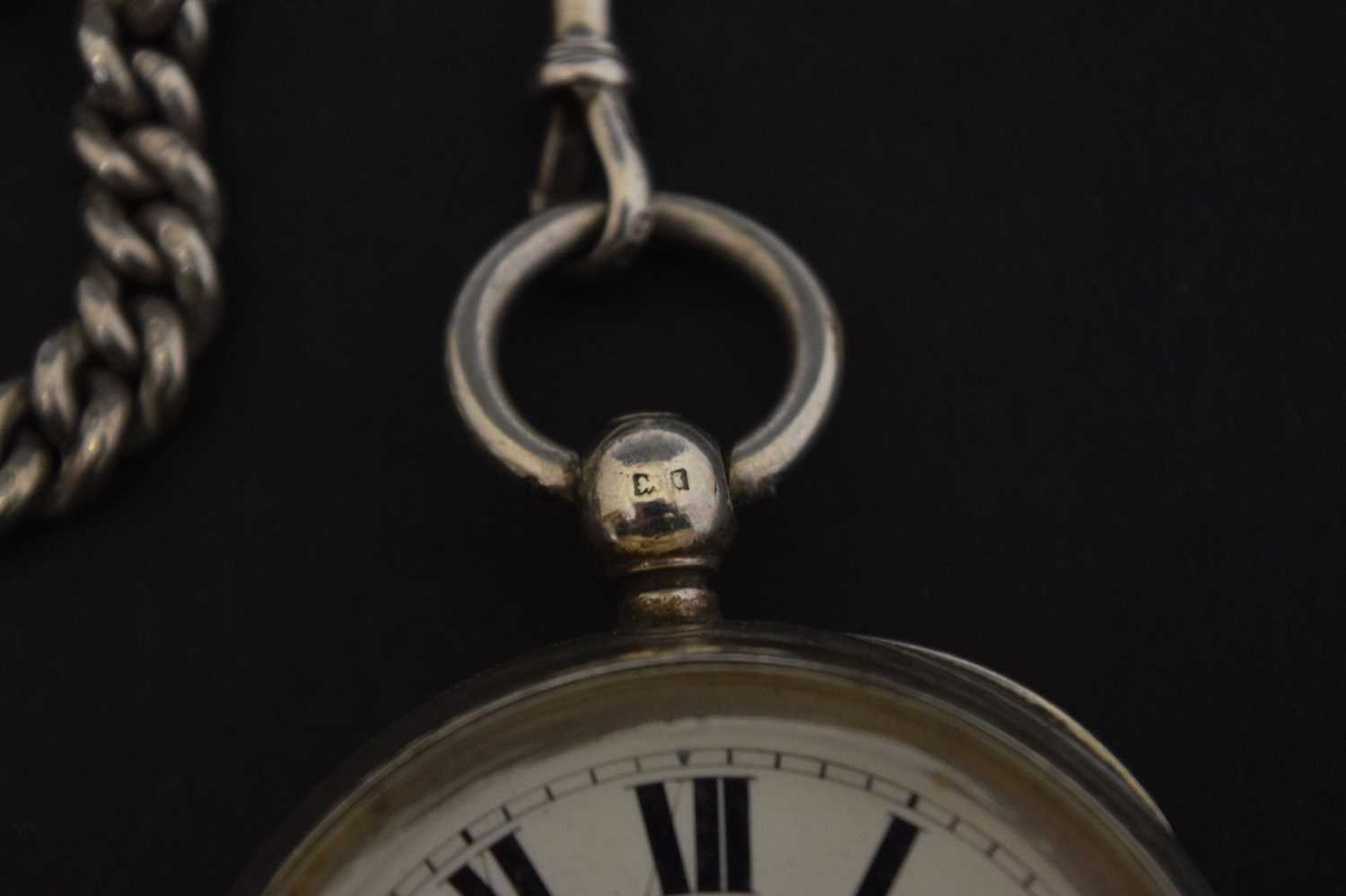 Edwardian silver cased open-face pocket watch - Image 9 of 11