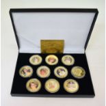 Gold plated limited edition ten coin set commemorating the life of Princess of Wales