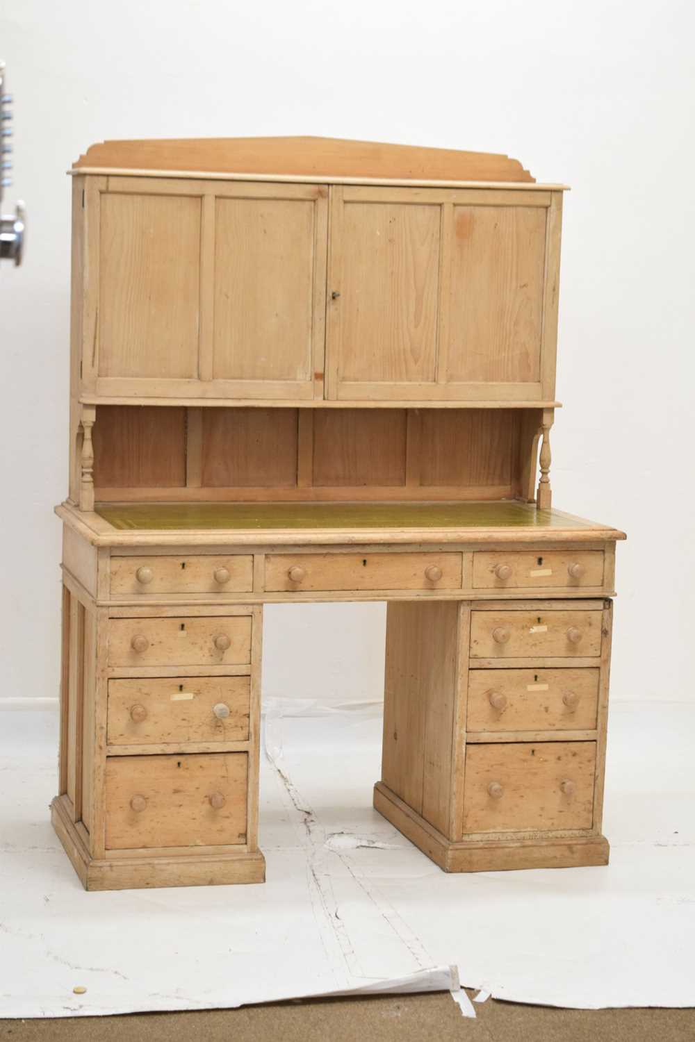 19th century pine shop counter twin pedestal desk - Image 2 of 17