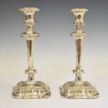 Pair of 19th century silver plated on copper candlesticks