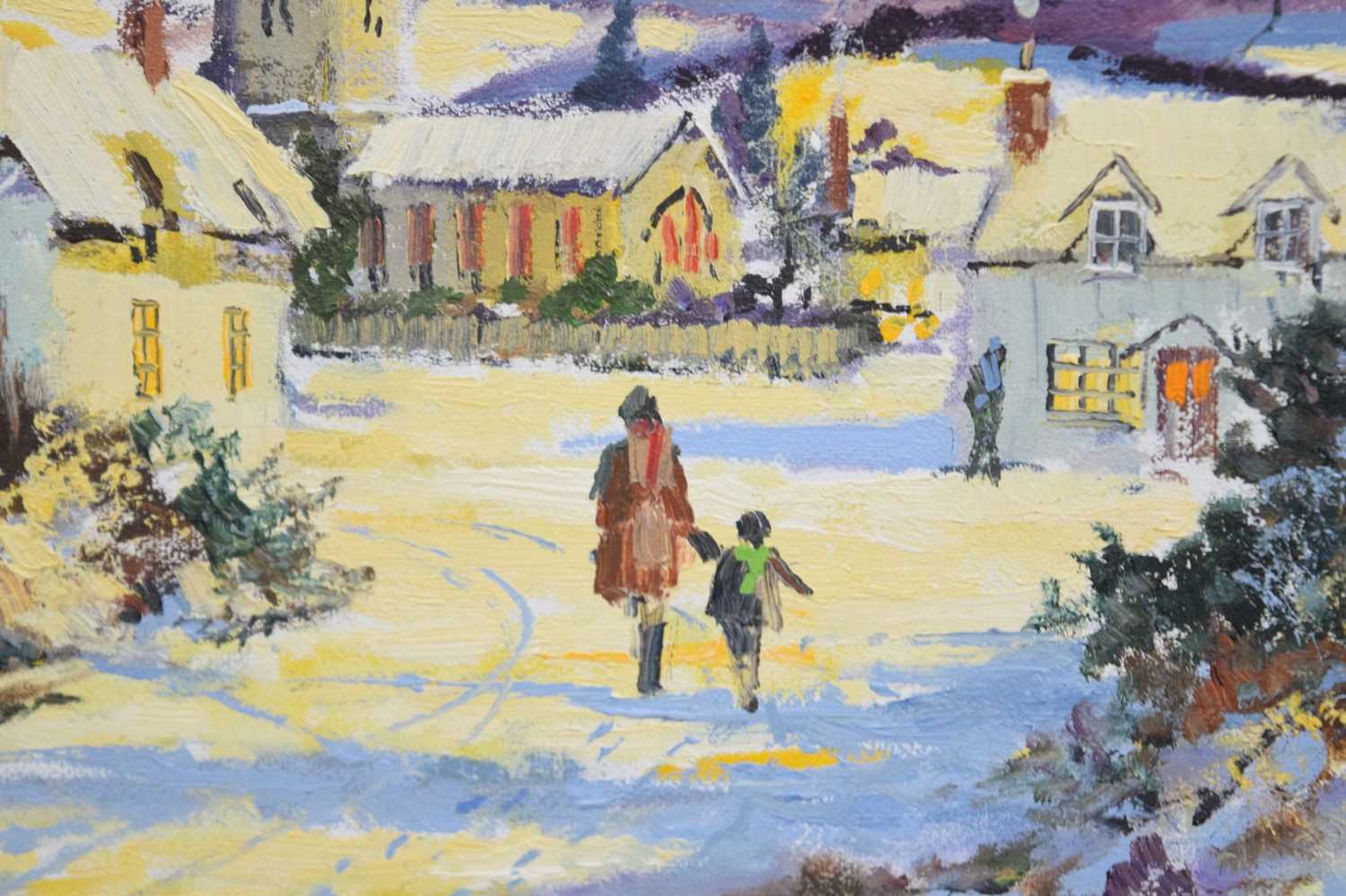 Alan King (1946-2013) - Oil on board - 'Winter Stroll', Northwood, Devon - Image 4 of 7