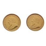 Two South African Fine Gold 1/10 Krugerrand, 1985
