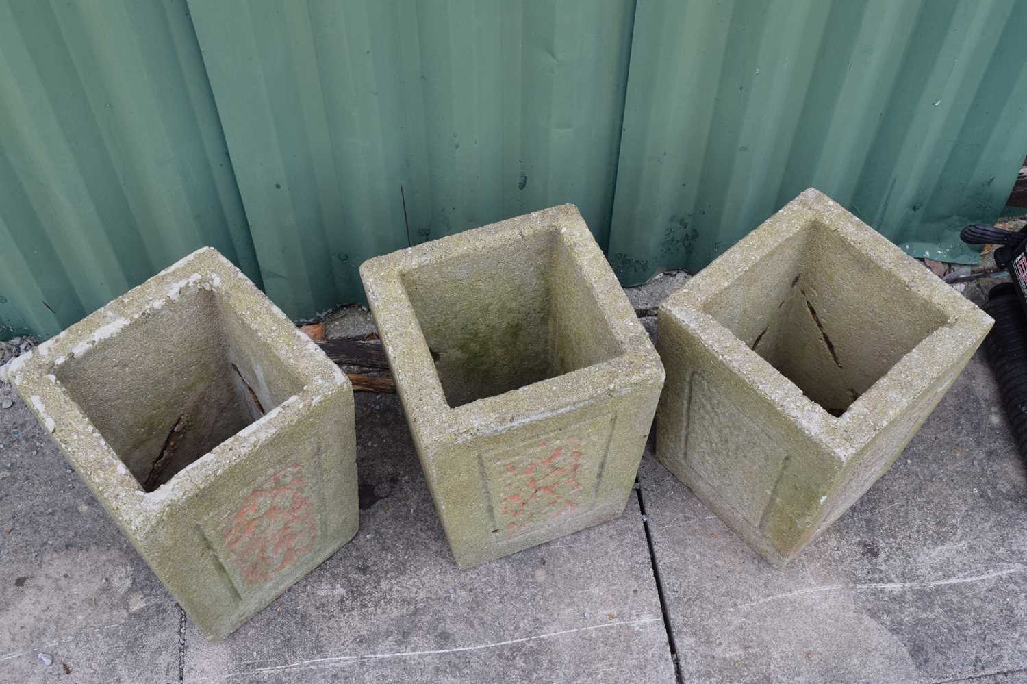 Set of three reconstituted stone garden planters - Image 5 of 6