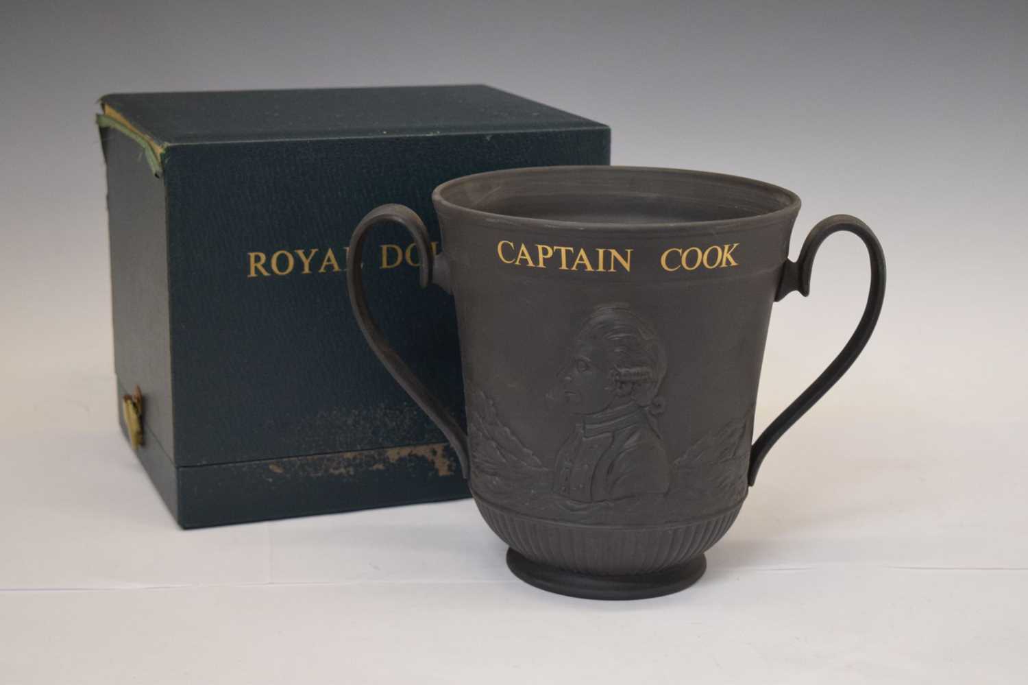 Royal Doulton - Black basalt limited edition Captain Cook Bicentenary loving cup - Image 2 of 6