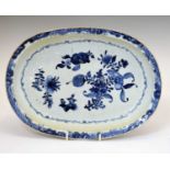 Chinese export porcelain blue and white oval dish