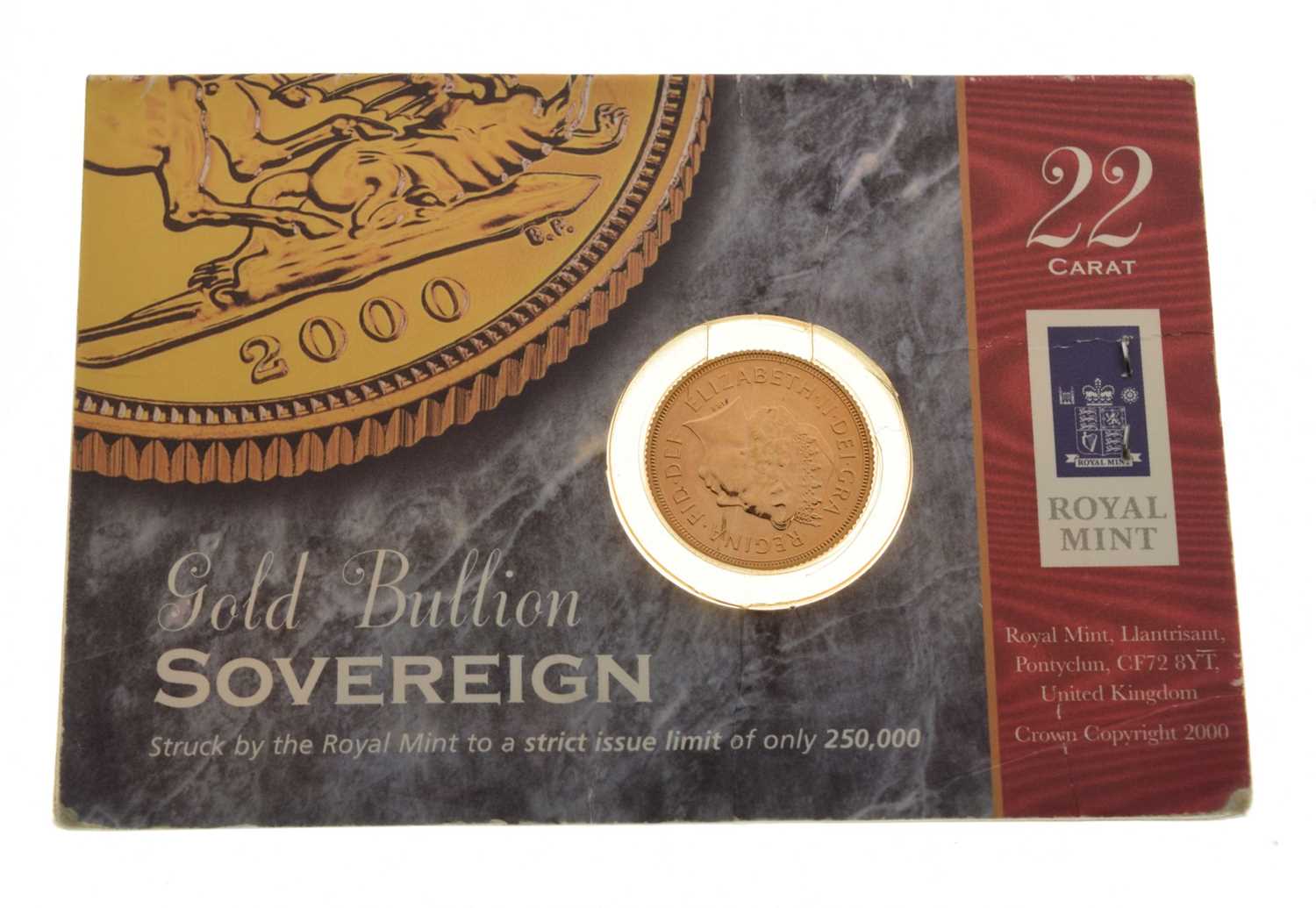 Royal Mint Elizabeth II 2000 gold sovereign in presentation pack