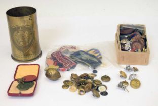 First World War artillery shell trench art vase and mixed collectables