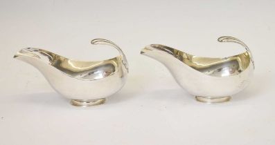Pair of silver shaped sauceboats