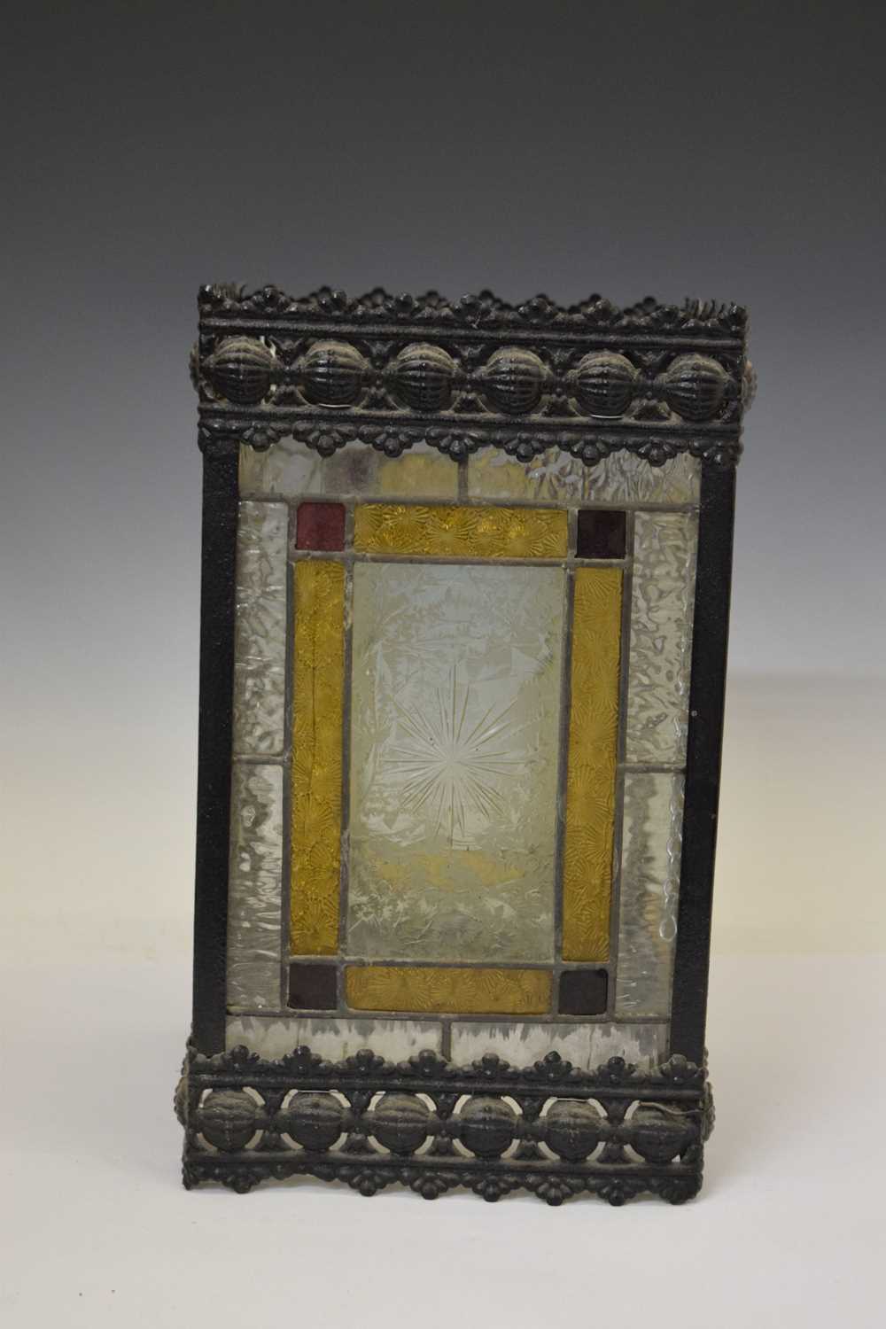 Late 19th century leaded stained glass and metal framed bell lantern - Image 9 of 14