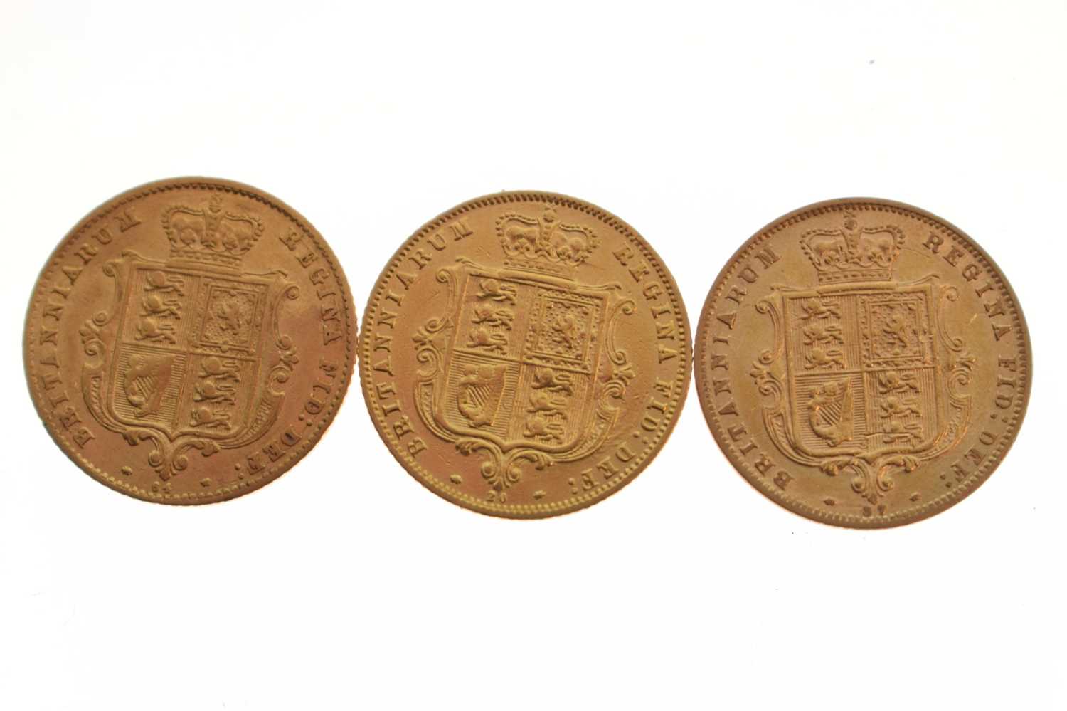 Three Victorian gold half sovereigns, 1864, 1876, 1878 - Image 3 of 4