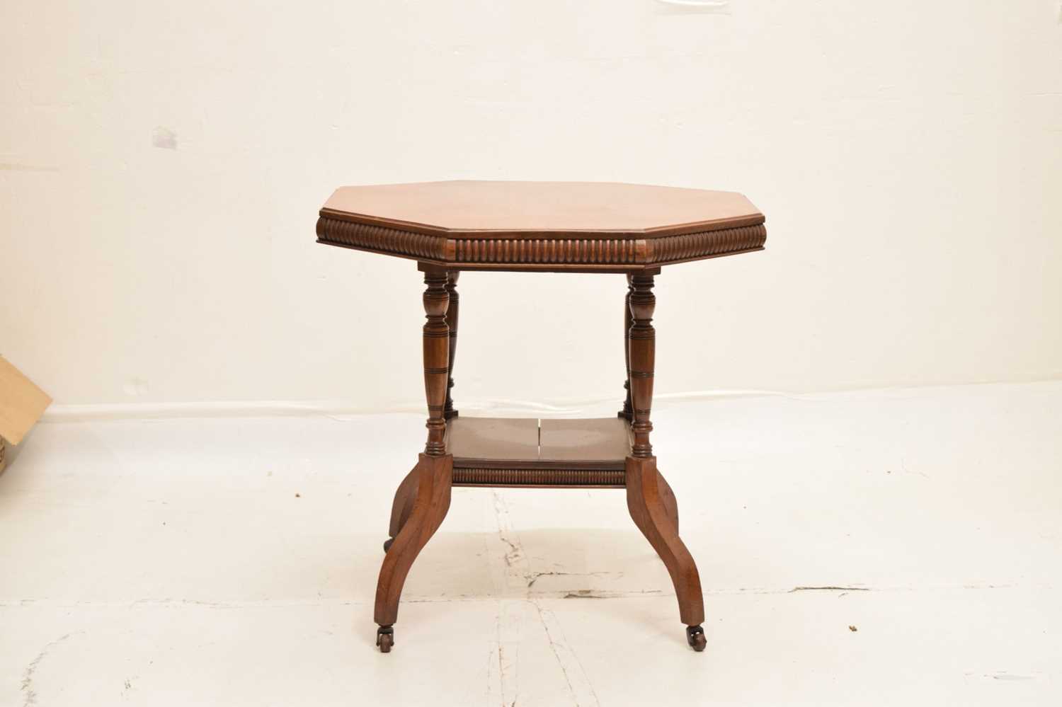 Late Victorian / Edwardian oak octagonal occasional table - Image 9 of 9